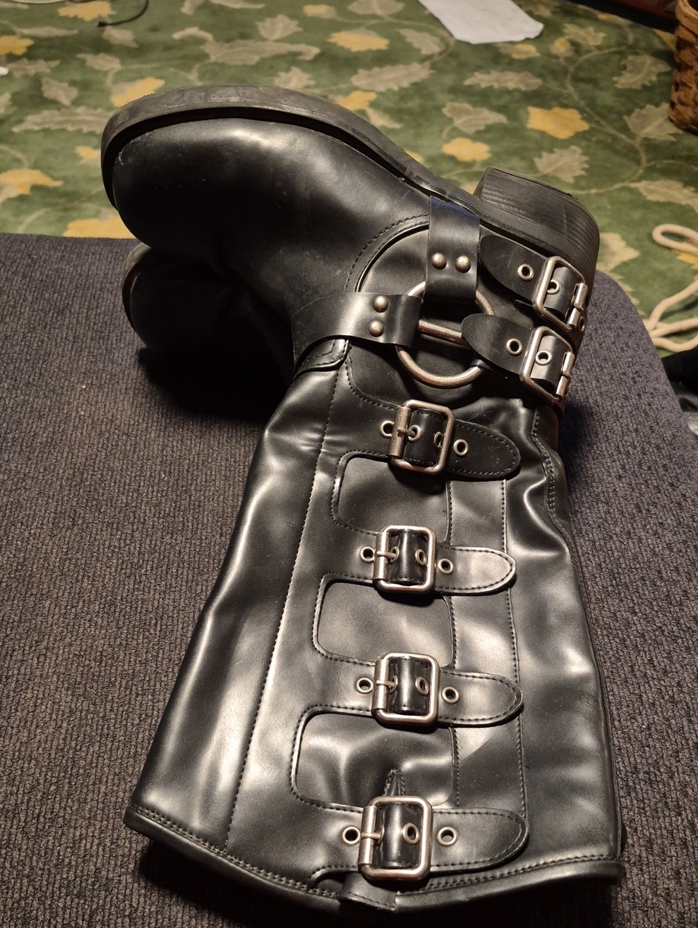 Dream Pairs Black Buckle Leather Mid-Calf Boots